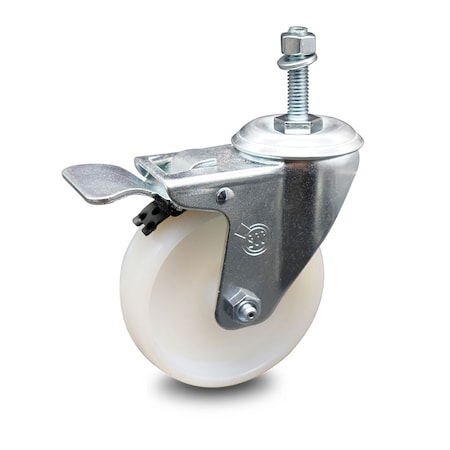 Service Caster 4 Inch Nylon Wheel Swivel 3/8 Inch Threaded Stem Caster Total Lock Brake SCC SCC-TSTTL20S414-NYS-381615